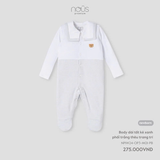 Body dài tất kẻ xanh phối trắng thêu trang trí NB