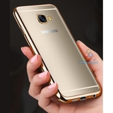 Ốp lưng Samsung Galaxy C7 dẻo trong suốt xi viền vàng gold