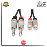 Hosa Pro Stereo Interconnect HPR-000X2 (Dual REAN 1/4in TS - RCA) (Dây cáp 6.35mm bông sen)