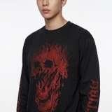 Áo tay dài đen NULLED Flame Skull Longsleeve N-T3201-HC-T10-D