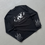 Áo dài tay đen NULLED Cyber Flame Longsleeve Tee  N-T3197-HC-T10-D
