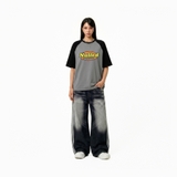 Áo thun kẻ in hình NULLED Retro Cracked Oval Tee | N-T396-HC-T17-DO
