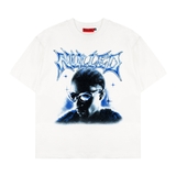 Áo thun trắng boxy NULLED Cyber Blue Y2K Tee | N-T398-N-T00-T