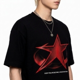 Áo thun in hình ngôi sao NULLED Crimson Cyber Star | N-T384-N-T00-D