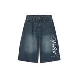 Quần short jean xanh thêu chữ NULLED N-Q3181-N-QS11