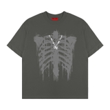 Áo thun xám chì in xương NULLED Skeleton Ribcage Tee N-T3241