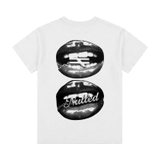 Áo baby tee trắng in môi NULLED Lips Graphic Tee N-T3234