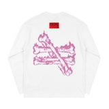 Áo tay dài trắng in xương hồng NULLED Flame Bone Tee N-T3223