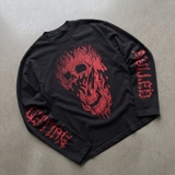 Áo tay dài đen NULLED Flame Skull Longsleeve N-T3201-HC-T10-D
