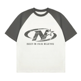 Áo thun raglan trắng xám NULLED Cyber Raglan Tee N-T3140-HC-T6-TX