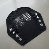 Áo dài tay đen NULLED Distressed Flag Stars N-T3200-HC-T10-D