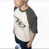 Áo thun raglan trắng xám NULLED Cyber Raglan Tee N-T3140-HC-T6-TX