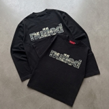 Áo tay dài đen in NULLED Outline Font Longsleeve N-T3151-HC-T10-D