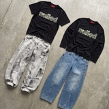 Áo tay dài đen in NULLED Outline Font Longsleeve N-T3151-HC-T10-D