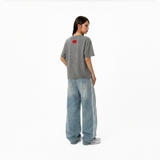 Áo thun washed in hình màu xám form boxy NULLED Y2K Grunge Tee N-T301-HC-T13-X