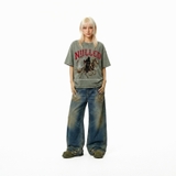 Áo thun NULLED wash boxy màu xanh rêu Broken Meaning Tee N-T313-HC-T13-XR