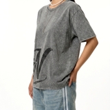 Áo thun washed in hình màu xám form boxy NULLED Y2K Grunge Tee N-T301-HC-T13-X