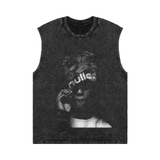 Áo tanktop wash đen NULLED Halftone Portrait Tee | N-T381-HC-T14-D