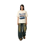 Áo thun boxy chiếc xe cổ NULLED Burnout Station Motor Tee | N-T392-N-T00-XT