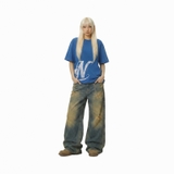 Áo thun in hình màu xanh conban form boxy NULLED Y2K Grunge Tee N-T333-N-T00-CB