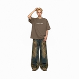 Áo thun in chữ basic form boxy màu nâu NULLED I Don't Ke Tee N-T335-N-T00-N