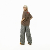 Áo thun in chữ basic form boxy màu nâu NULLED I Don't Ke Tee N-T335-N-T00-N