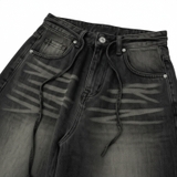 Quần suông jeans unisex màu đen bạc NULLED N-Q16