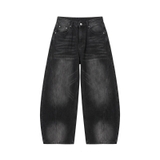 Quần baggy suông unisex bí jeans wash đen NULLED N-Q44