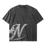 Áo thun washed in hình màu đen form boxy NULLED Y2K Grunge Tee N-T333-HC-T13-D