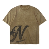 Áo thun washed in hình màu nâu đậm form boxy NULLED Y2K Grunge Tee N-T301-HC-T13-ND