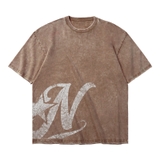 Áo thun washed in hình màu nâu form boxy NULLED Y2K Grunge Tee N-T333-HC-T13-N