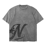 Áo thun washed in hình màu xám form boxy NULLED Y2K Grunge Tee N-T301-HC-T13-X