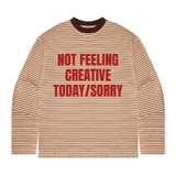 Áo thun NULLED tay dài sọc ngang in hình màu nâu đỏ Mood Off Tee N-T347-HC-T17-N