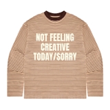 Áo thun NULLED tay dài sọc ngang in hình màu nâu Mood Off Tee N-T346-HC-T17-N