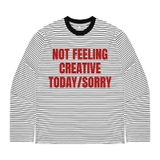 Áo thun NULLED tay dài sọc ngang in hình màu trắng Mood Off Tee N-T347-HC-T17-TVD