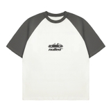 Áo thun raglan in hình màu trắng xám NULLED Vintage Roadster Tee N-T310-07-TX
