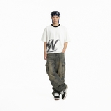 Áo thun in hình màu xanh phối cổ form boxy NULLED Y2K Grunge Tee N-T301-05-XAVT