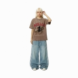 Áo thun NULLED wash boxy màu nâu Broken Meaning Tee N-T313-HC-T13-N