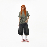 Áo thun washed in hình màu xanh rêu form boxy NULLED Y2K Grunge Tee N-T301-HC-T13-XR