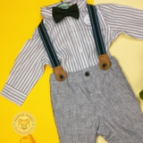 Primark Bộ Bảnh Bé Trai - Sơ mi kẻ/Quần ghi