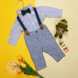 Primark Bộ Bảnh Bé Trai - Sơ mi kẻ/Quần ghi