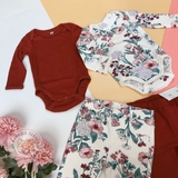 HM 2-pack cotton bodysuits natural white/floral