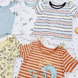 GEORGE Striped Dinosaur Print T-Shirts 5 Pack
