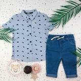 TU Clothing Pale Blue Dinosaur Print Shirt
