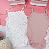 TU CLOTHING Baby Pink & White Floral Strappy Bodysuit 3 Pack