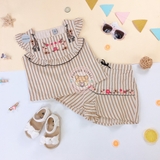 TU Clothing Natural Stripe Top & Shorts With Linen