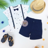 HM T-shirt and Shorts Printed Suspender Motif