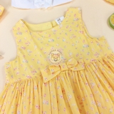 H&M Circle-cut Dress Light yellow/floral