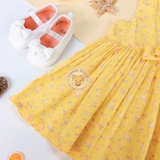 H&M Circle-cut Dress Light yellow/floral