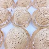 H&M Glittery Straw Hat Light beige/flowers